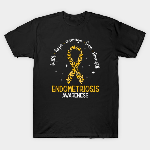 Endometriosis Awareness Proud Endometriosis Warrior, Yellow Ribbon T-Shirt by artbyhintze